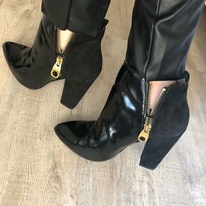 ZARA | Black Suede and Patent Heeled Booties